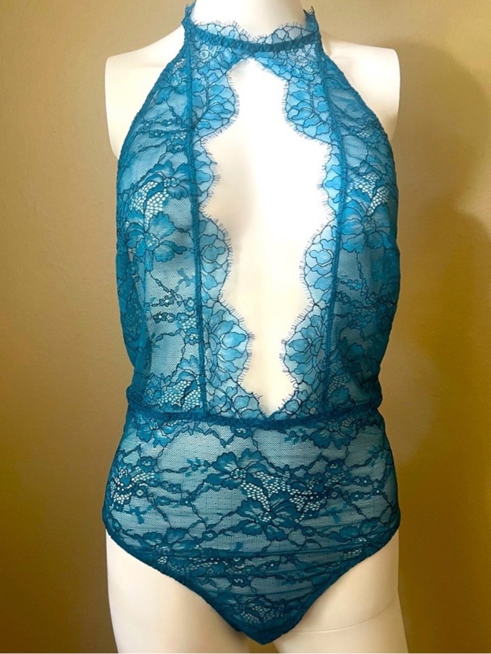 Victoria's Secret Teal Lace Halter Bodysuit